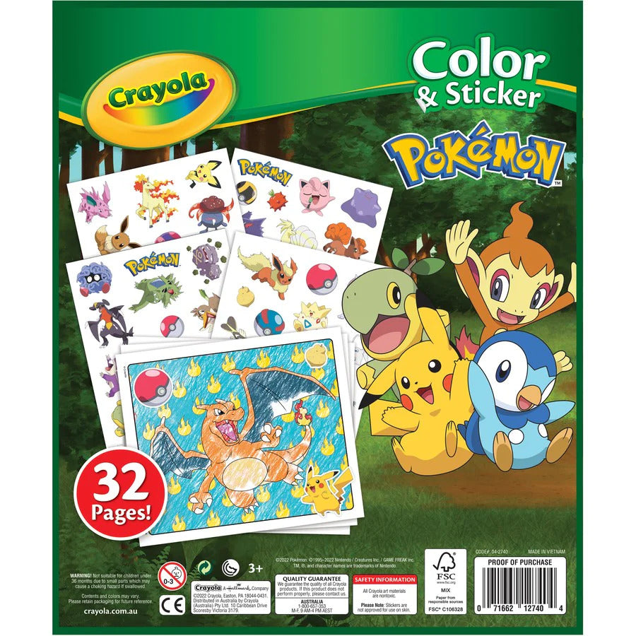 Crayola - Color And Sticker Pokemon - 50+ Pieces