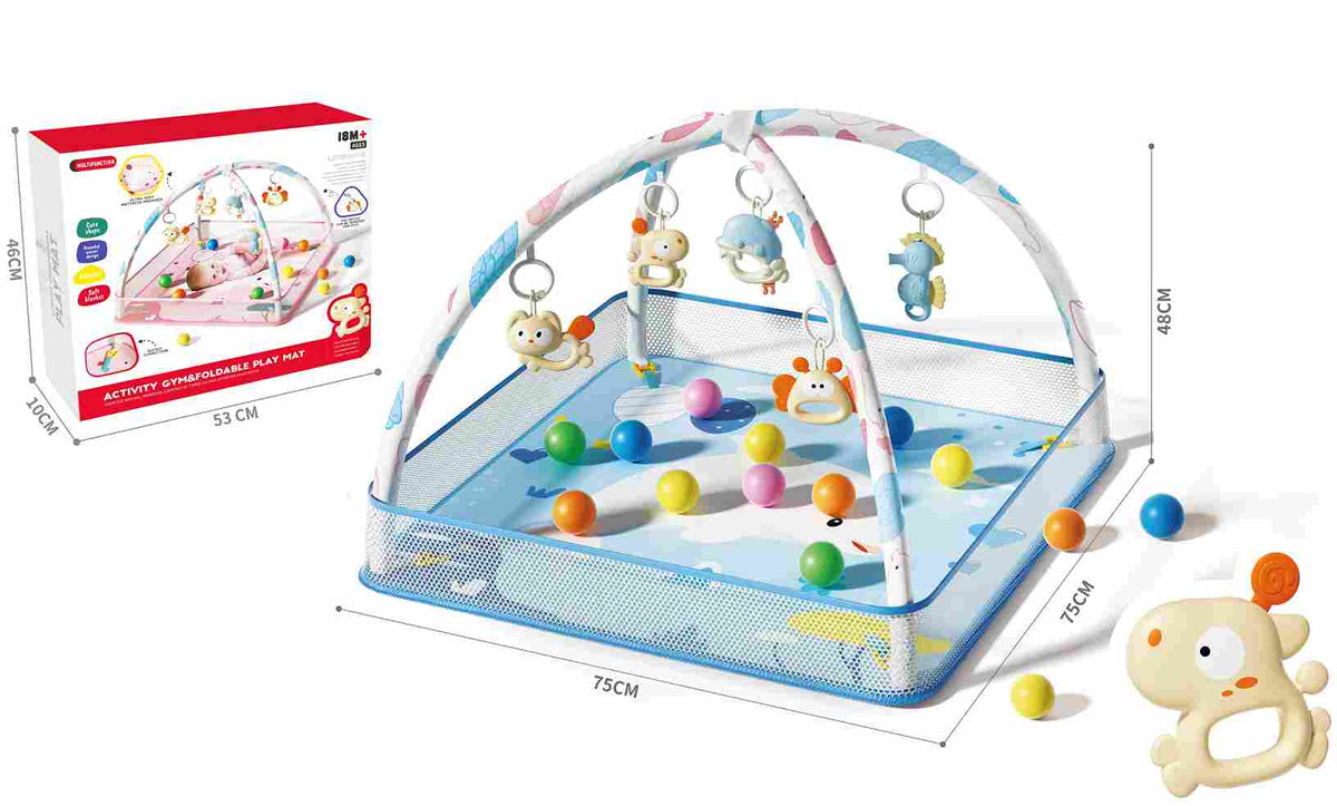 DOLPHIN SQUARE CARPET CRAWLING MAT WITH MESH AND 20 OCEAN BALLS