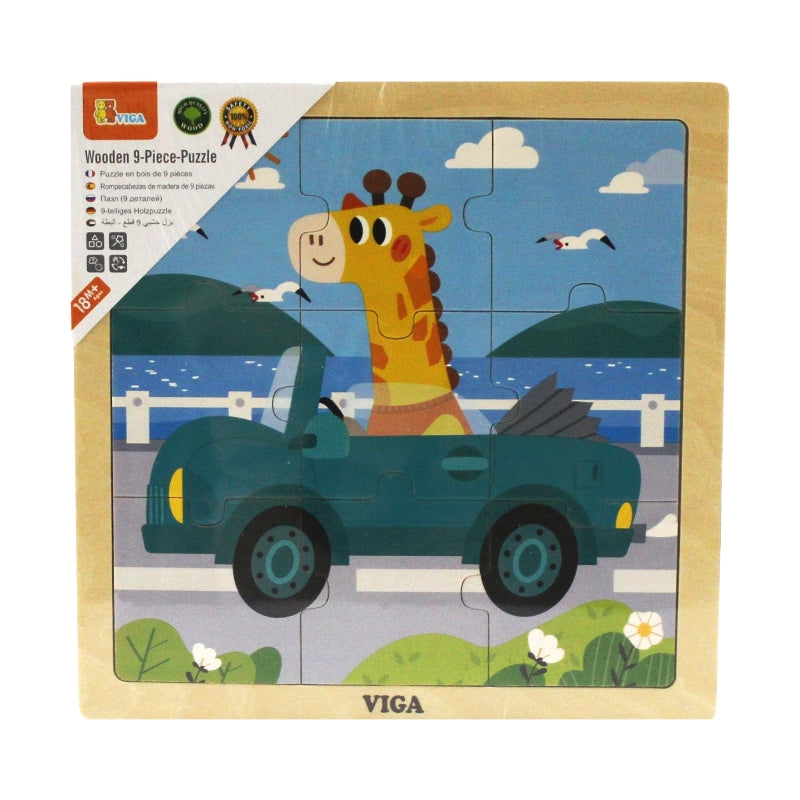 Viga - Wooden 9-Piece-Puzzle - Car