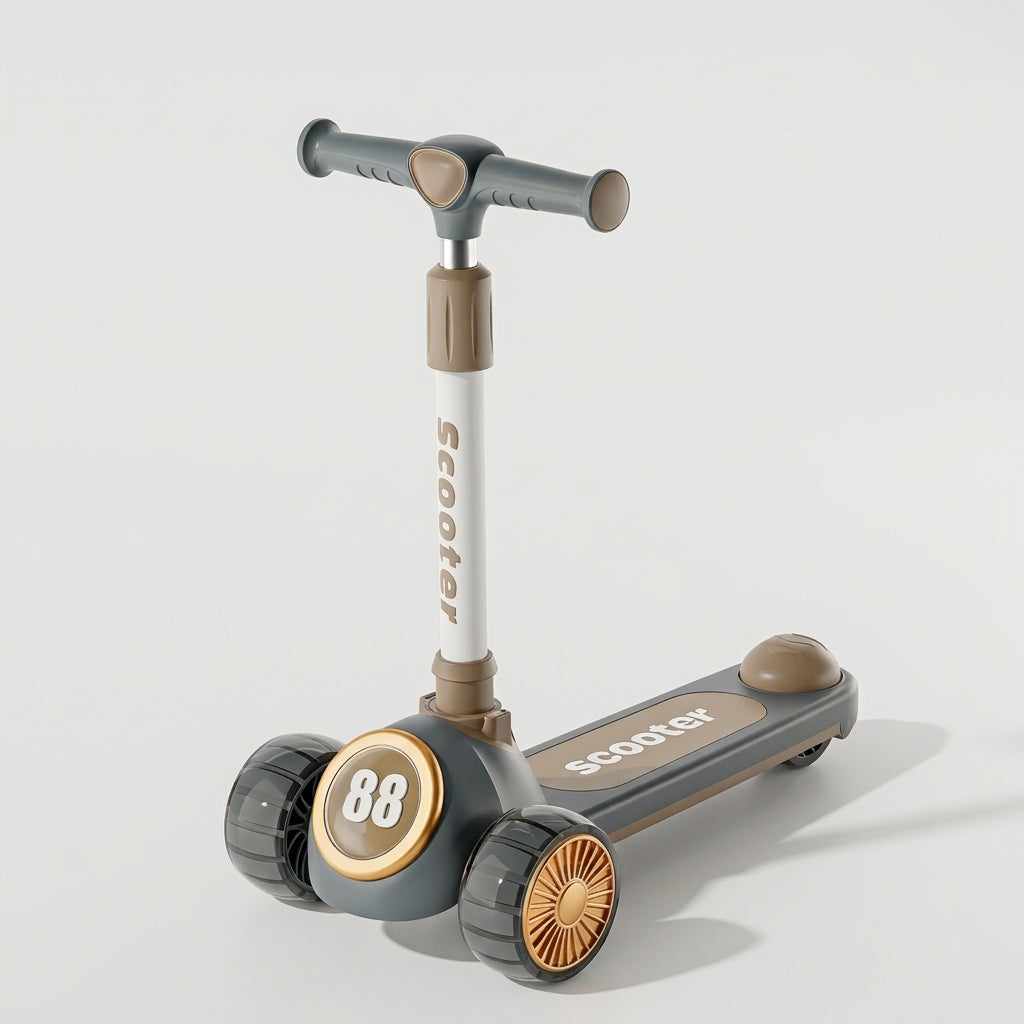 TOBBI KIDS 3 WHEEL ADJUSTABLE HEIGHT KICK SCOOTER WITH ELECTROPLATED ACCENTS -DARK/ BLUE