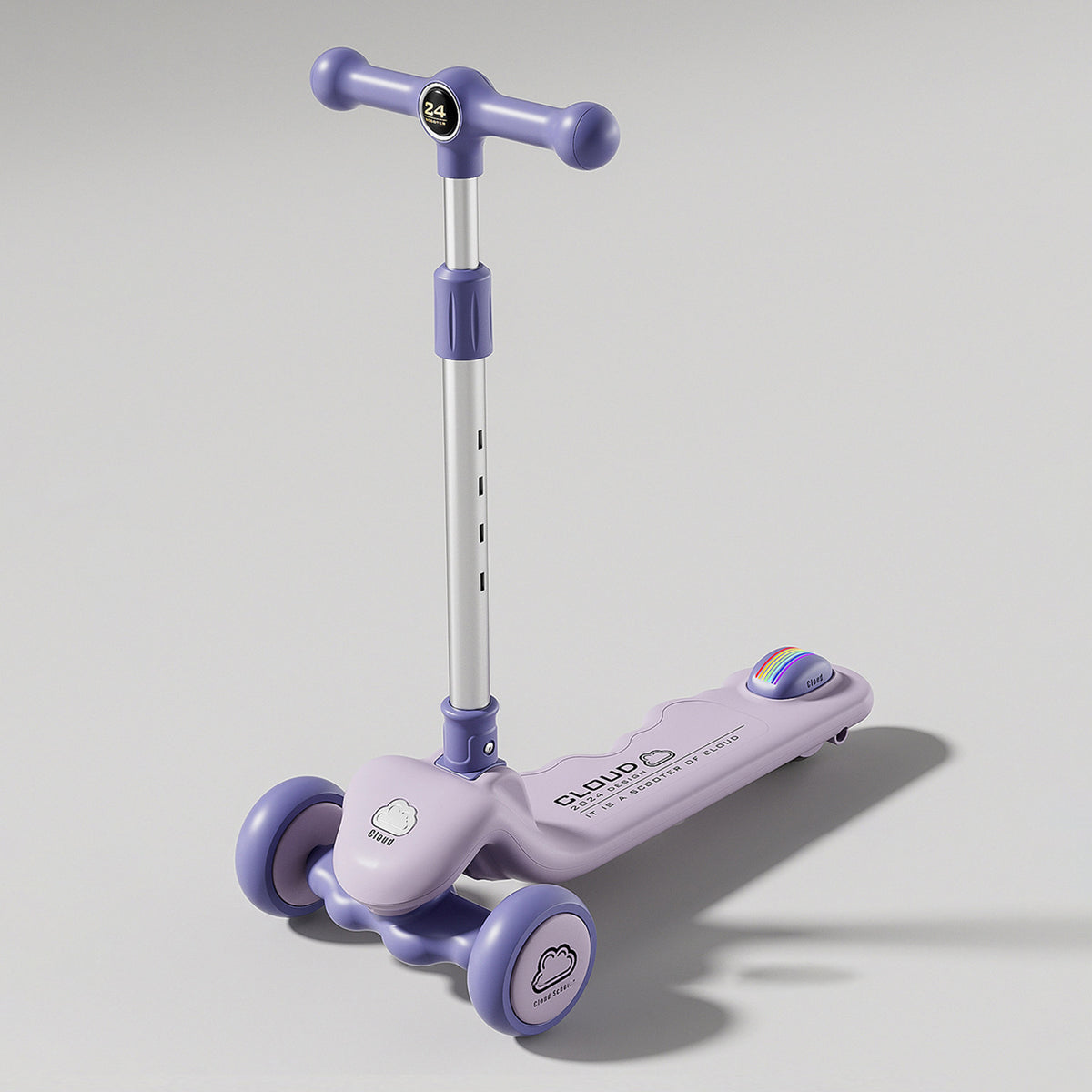 TOBBI KIDS 3 WHEEL ADJUSTABLE HEIGHT KICK SCOOTER WITH LED ACCENTS & LIGHT UP WHEELS - PURPLE