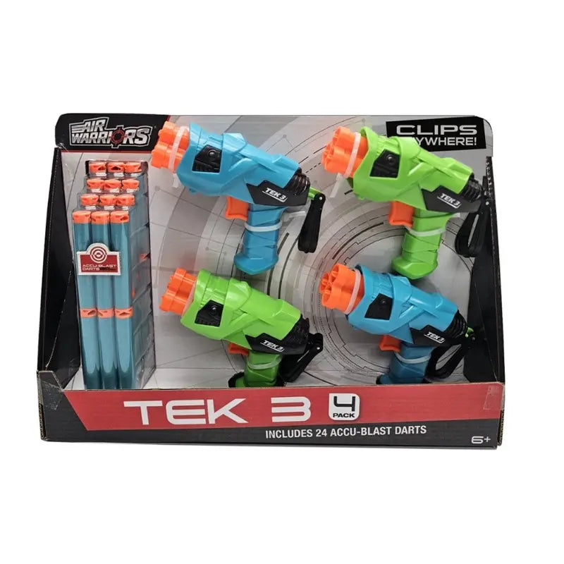 Buzz Bee Air Warriors Tek 3 Dart Blaster - 4 Pack