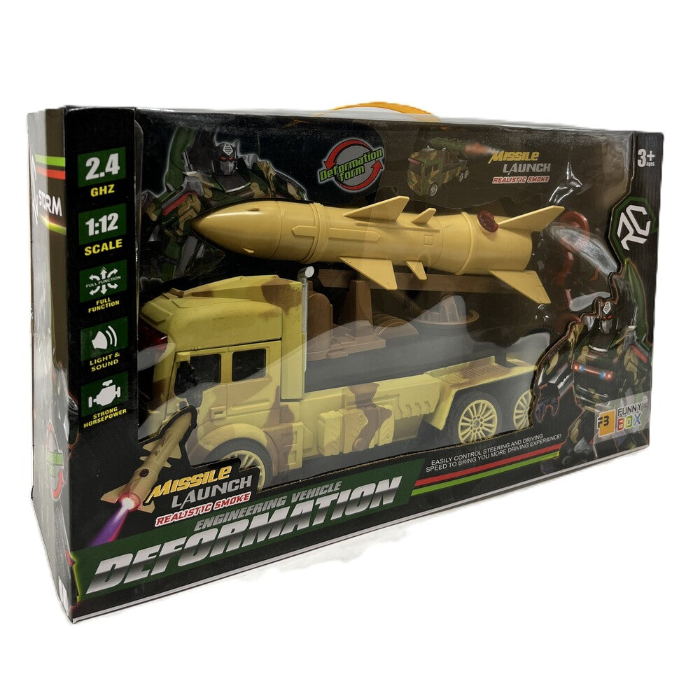 Funny Box - Rc Light Spray 2.4G Military Camouflage Transformer Car 1:12 - Yellow