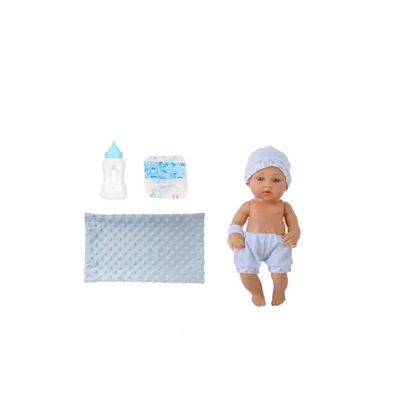 XINLIANFENG 12-INCH ALL VINYL NEWBORN BABY DOLL PLAYSET-Blue