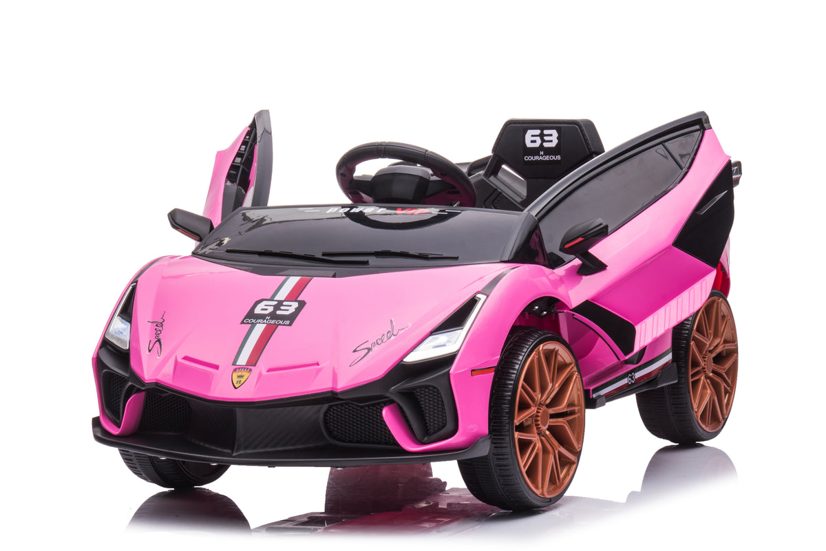 (XGZ7188F)Lamborghini Sian FKP 37 Kids' Electric Ride-On Car 12V battery Leather seat Foam wheel - Pink