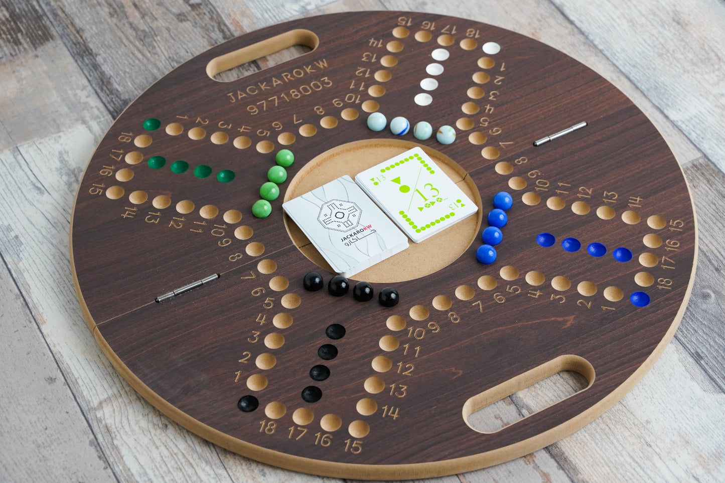 Jackaro for 4 Players Circle Shape Foldable & Numbered-Brown Board