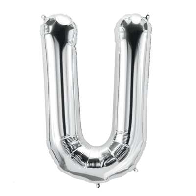 Helium Balloon Silver - Letter U