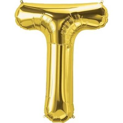 Helium Balloon - Gold - Letter T