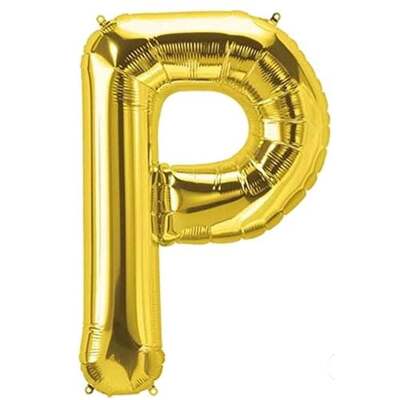 Helium Balloon - Gold - Letter P