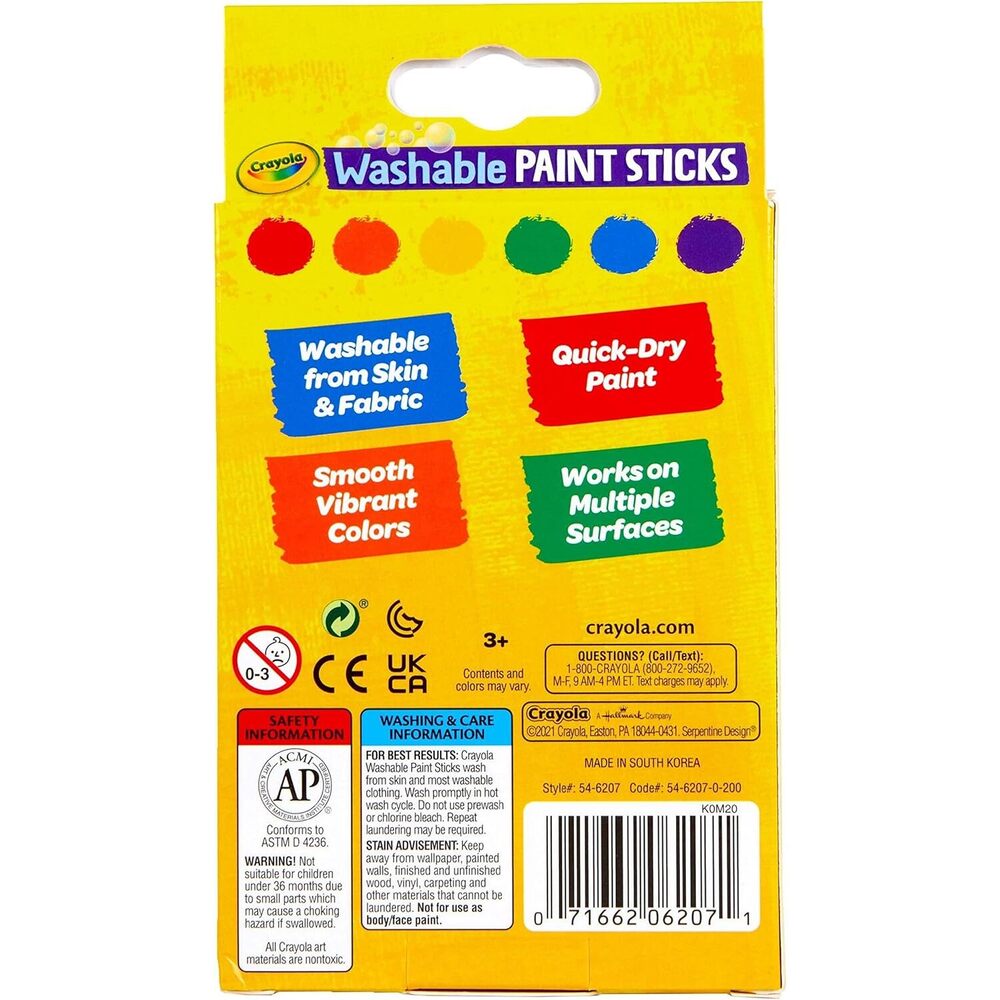 Crayola - Washable Paint Sticks 6 Pcs