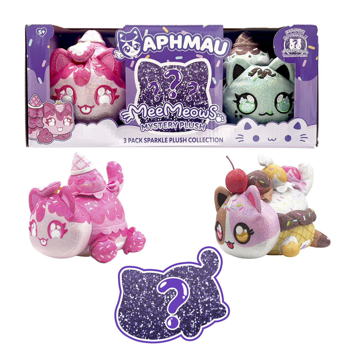Aphmau MeeMeow Plush 3pk Sparkle Ice Cream 6inch