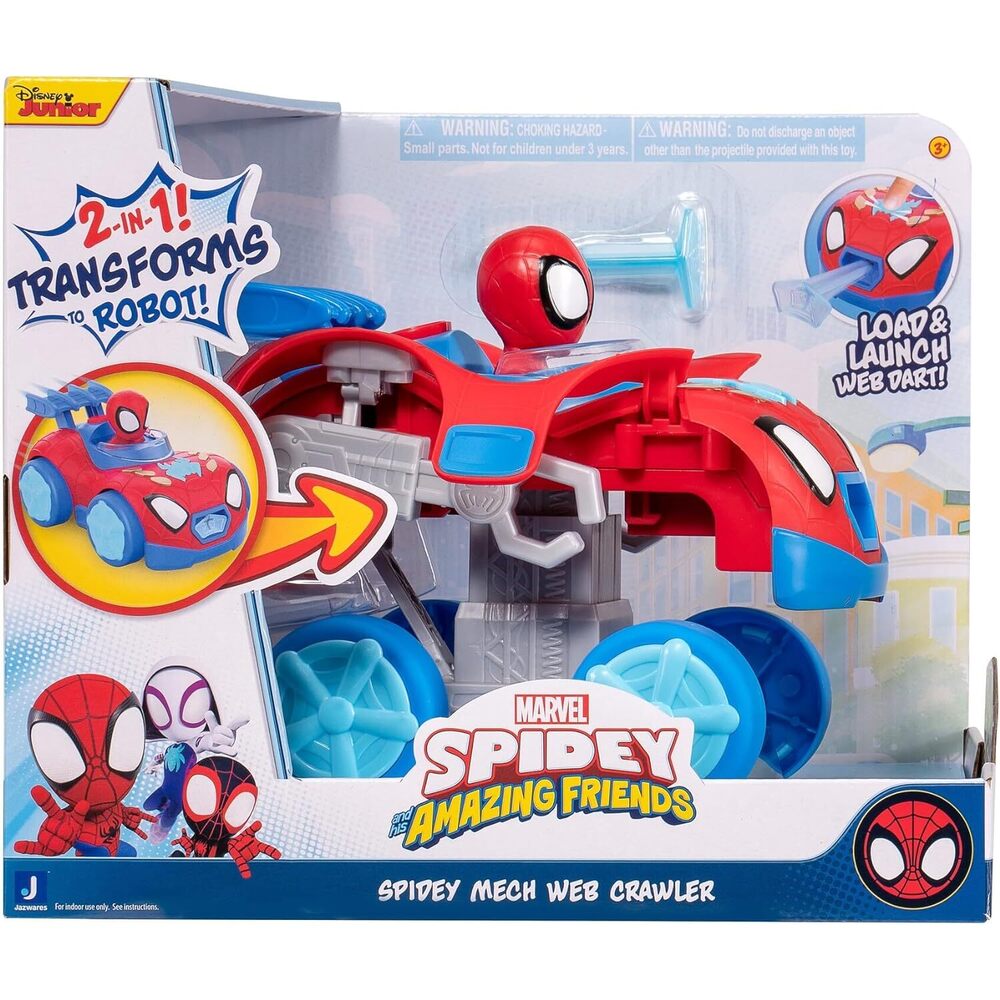 Spiderman - Spidey N Friends Mech Web Crawler Transforming 8In Vehicle
