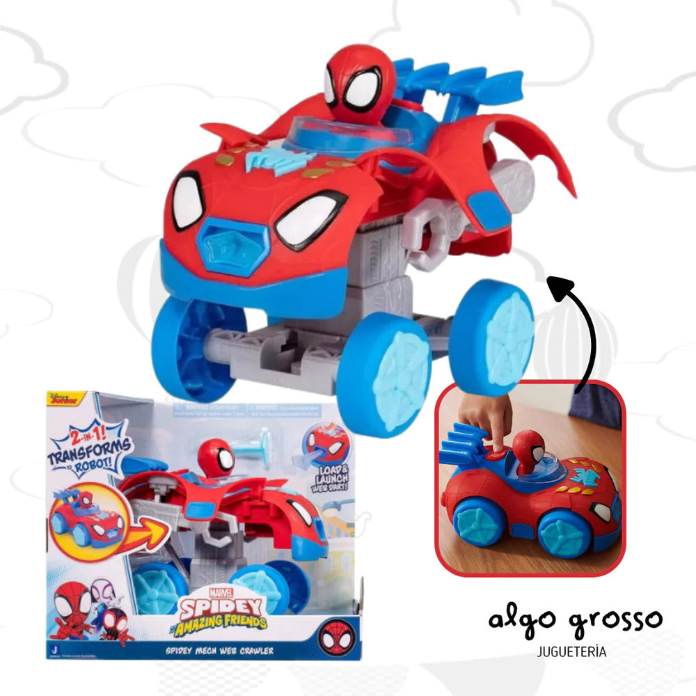 Spiderman - Spidey N Friends Mech Web Crawler Transforming 8In Vehicle