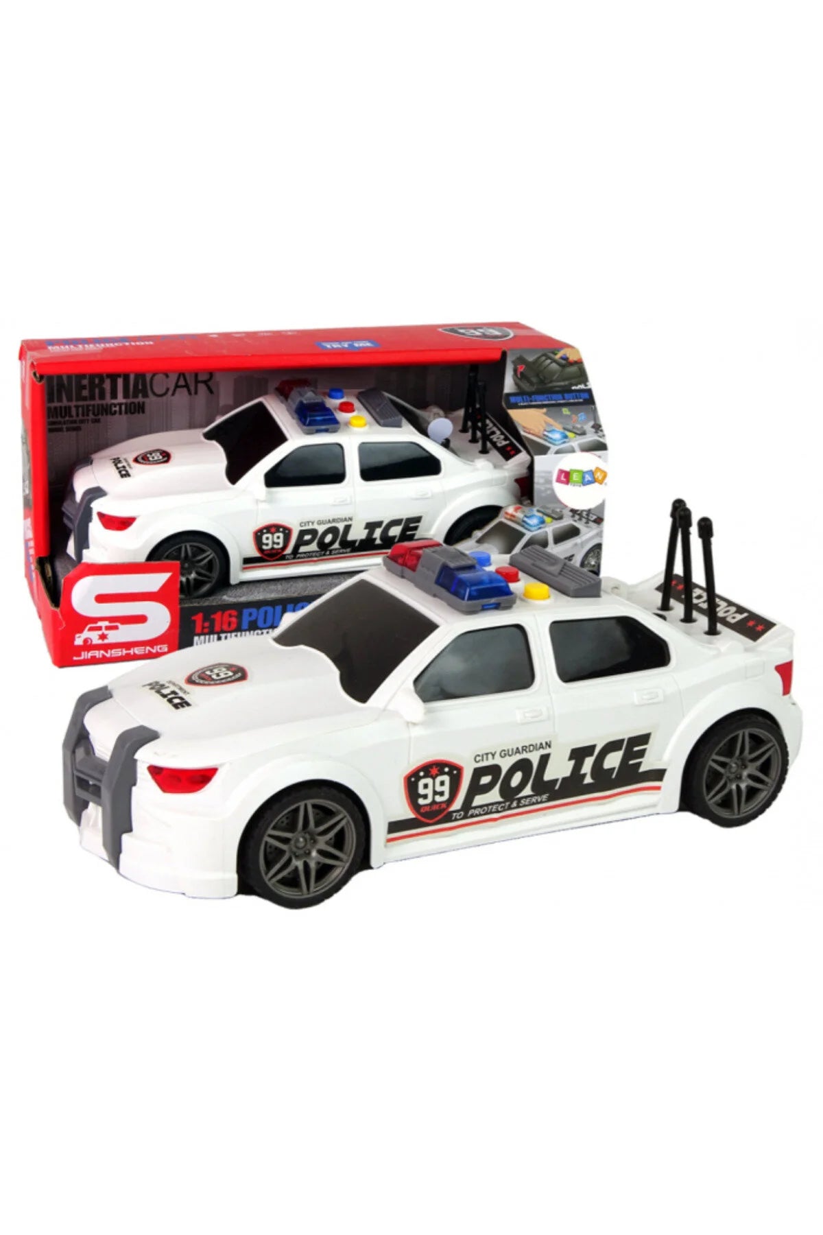 Police Interia Car For Kids - White