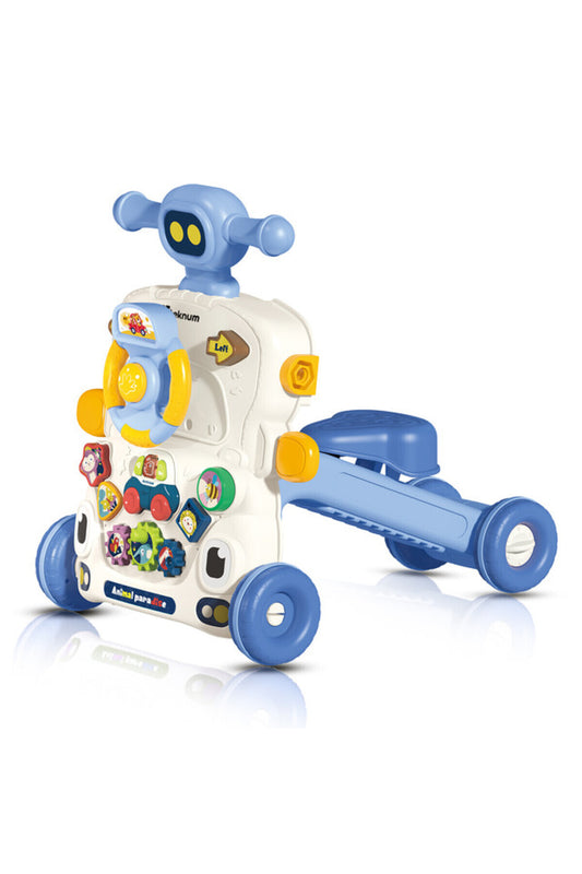 Teknum 5-IN-1 Baby Walker Learning Table Mode Game Panel Mode Scooter Mode Roller Coaster Mode with Musical keyboard - B