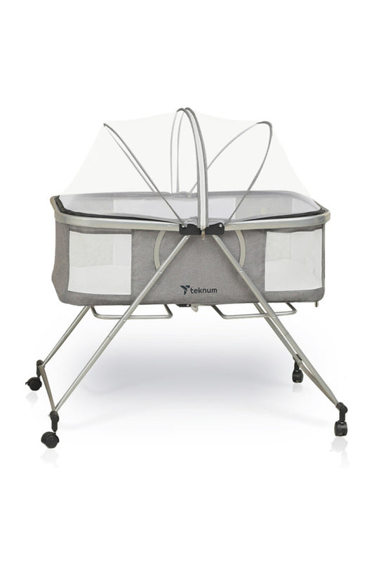 Teknum 3-IN-1 Baby Cot/Cradle w/ Mosquito net & Wheels - Dark Grey