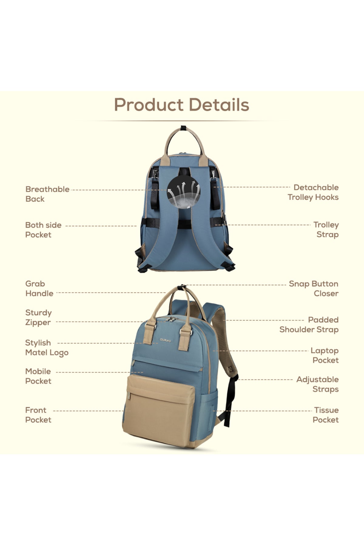 Little Story Kenzie Mom Dad Travel Diaper Backpack - Blue