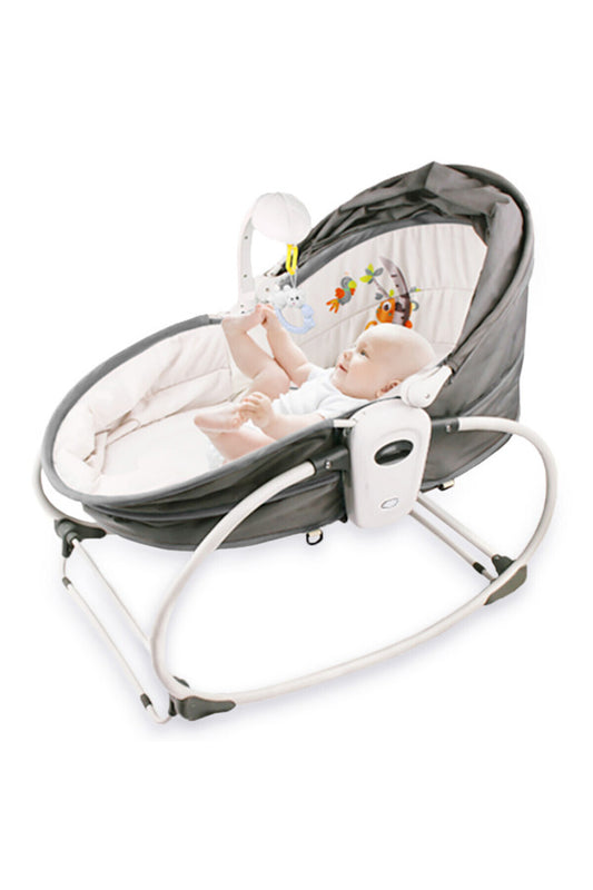 Teknum 5-in-1 Cozy Rocker Bassinet w/ Awning & Mosquito net- Grey