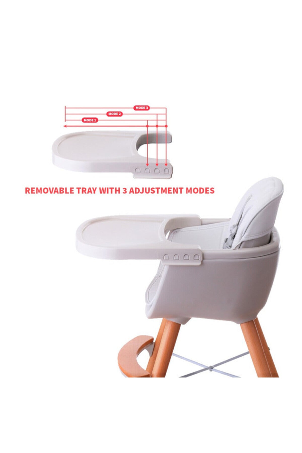 Teknum - Premium Dual Height Wooden High Chair - White