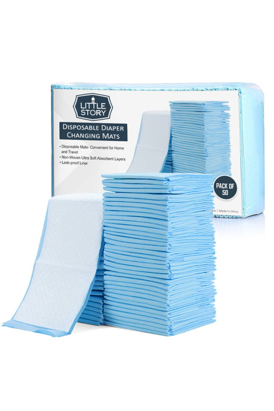 Little Story - Disposable Diaper Changing Mats - Pack of 50pcs - Blue