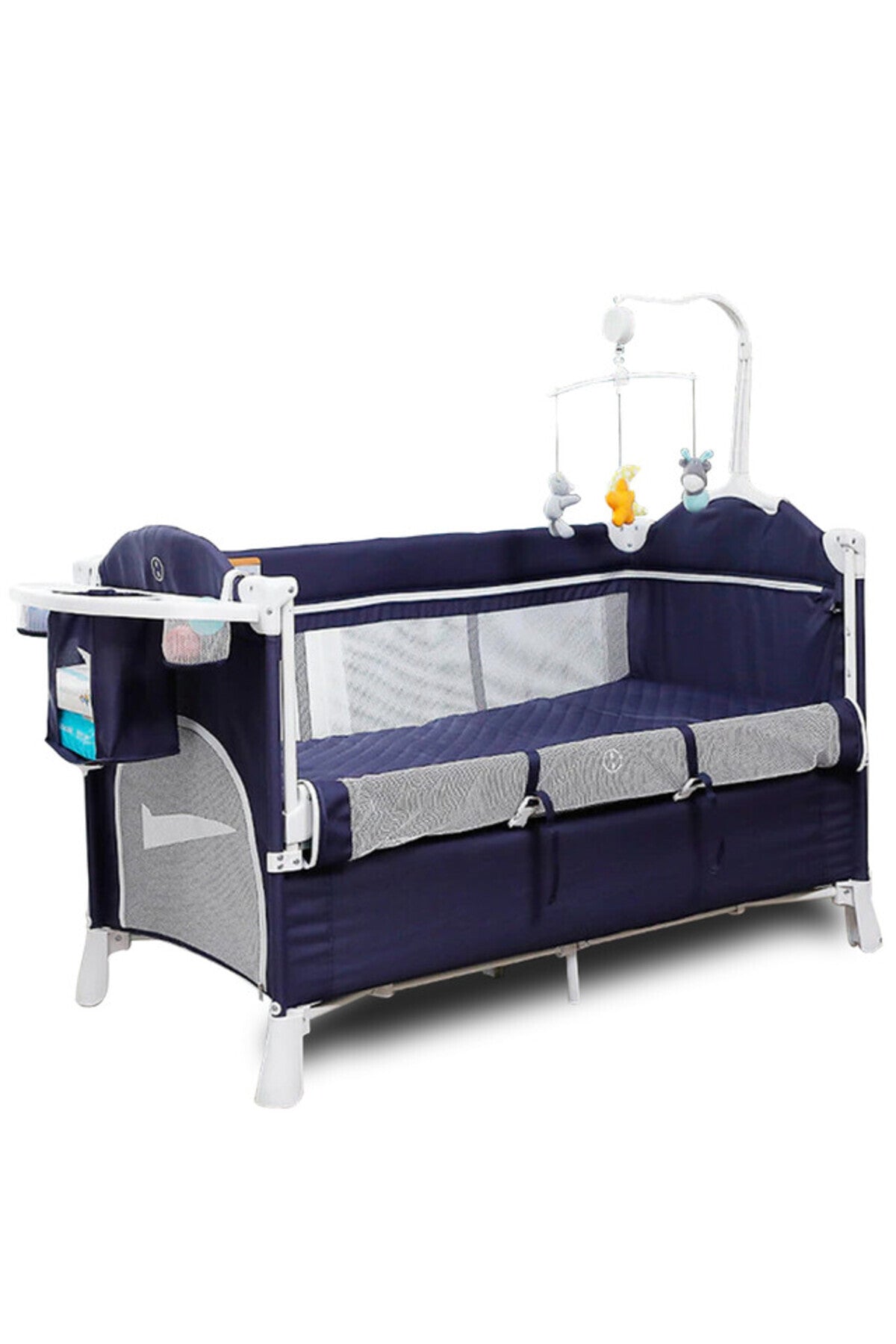 Teknum 4 in 1 Baby Bedside Co-Sleeper Bassinet and Playpen wt Rocker Navy Blue