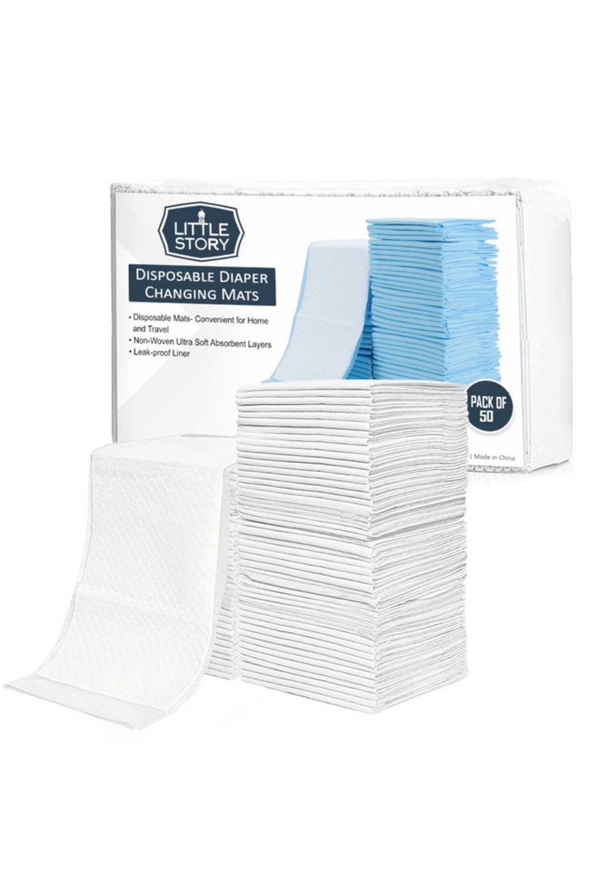 Little Story - Disposable Diaper Changing Mats - Pack of 50pcs - White