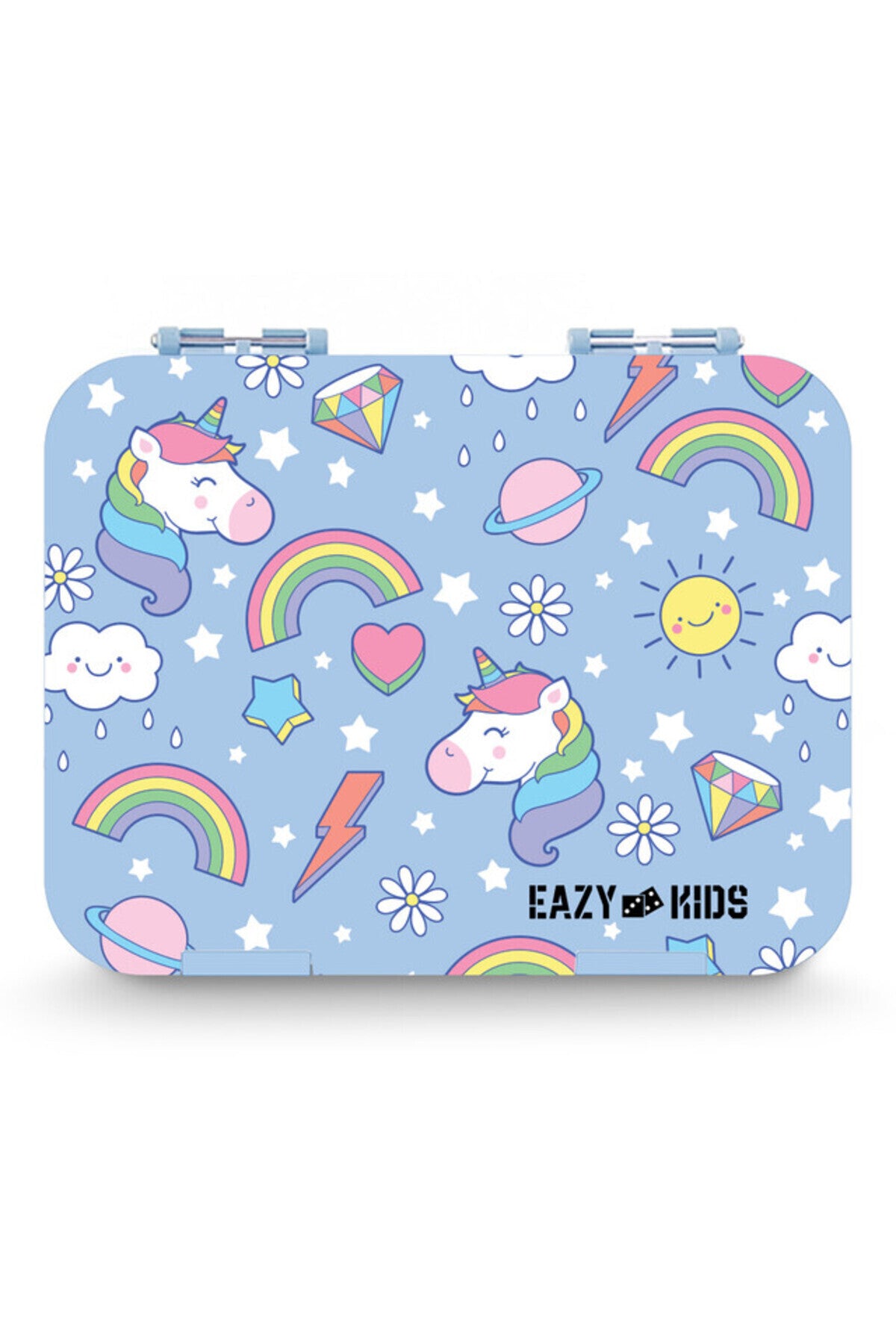 علبة بنتو Eazy Kids 4 أقسام يونيكورن – وجبات صحية بلا تسرب – أزرق