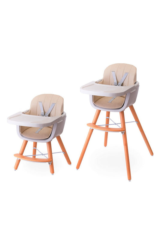 Teknum - Premium Dual Height Wooden High Chair - Ivory