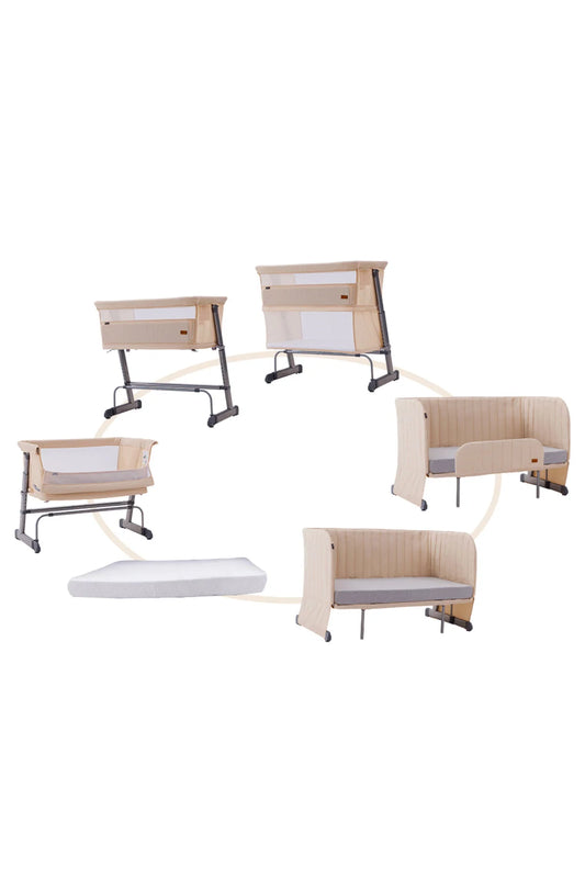 Teknum All In One 0-4 Years Bedside Crib Cot & Sofa Expansion Pack - Ivory