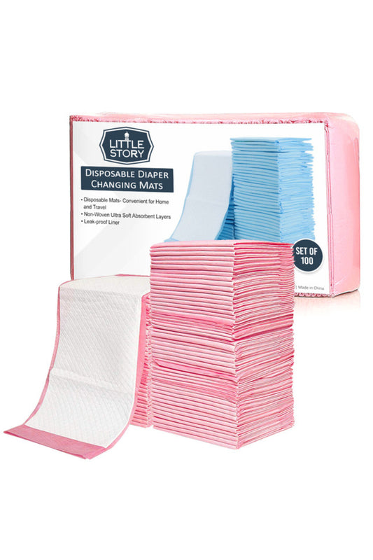 Little Story -Disposable Diaper Changing Mats - Pack of 100pcs - Pink