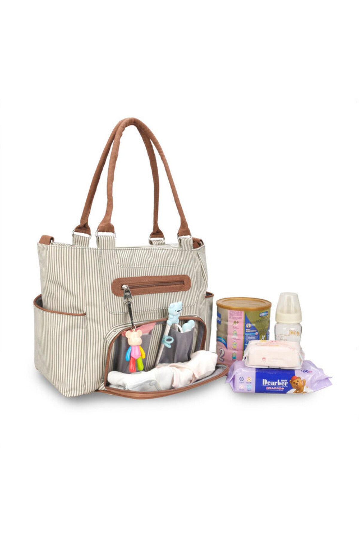 Little Story diaper bag set of 6 with hooks - Ivory