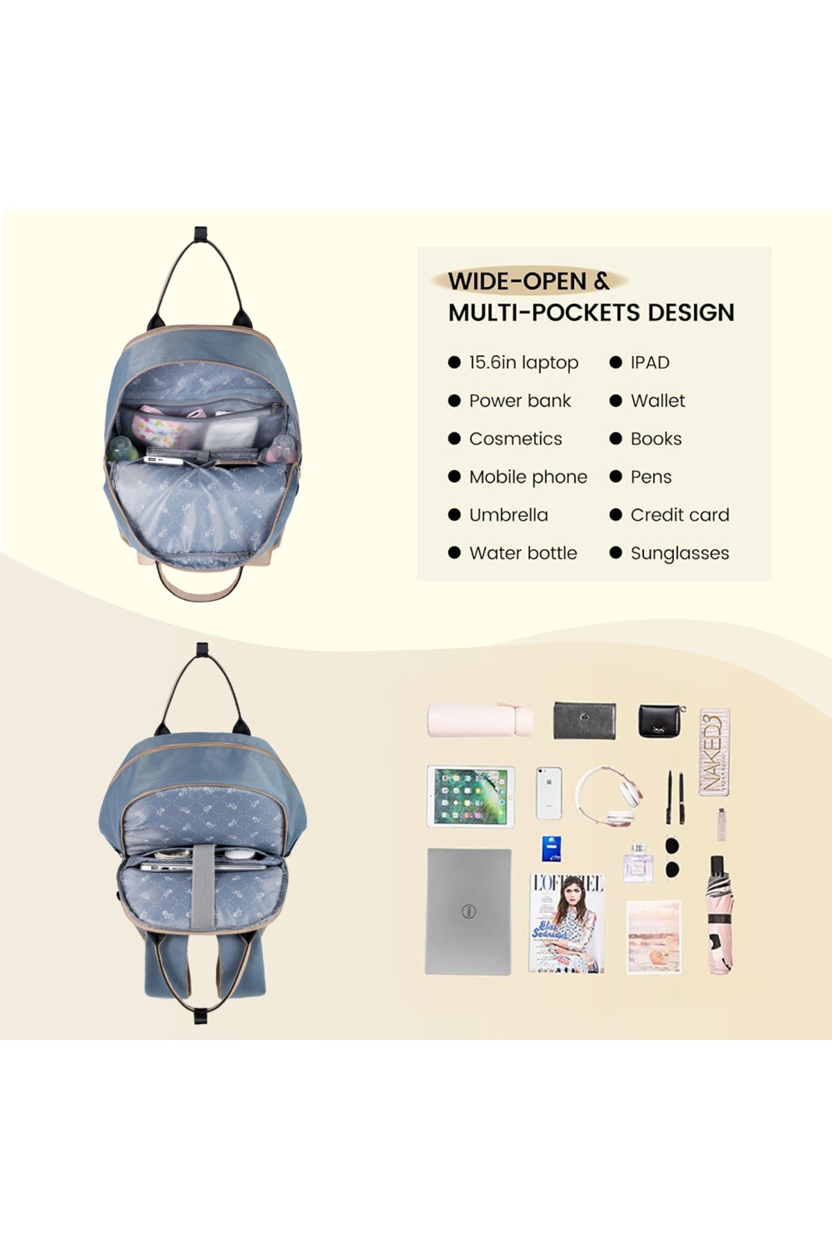 Little Story Kenzie Mom Dad Travel Diaper Backpack - Blue