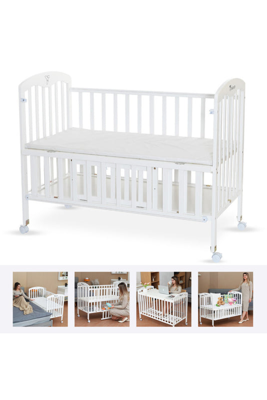 TEKNUM - 4in1 Wooden Bed Side w Storage and Height Adjustments - White