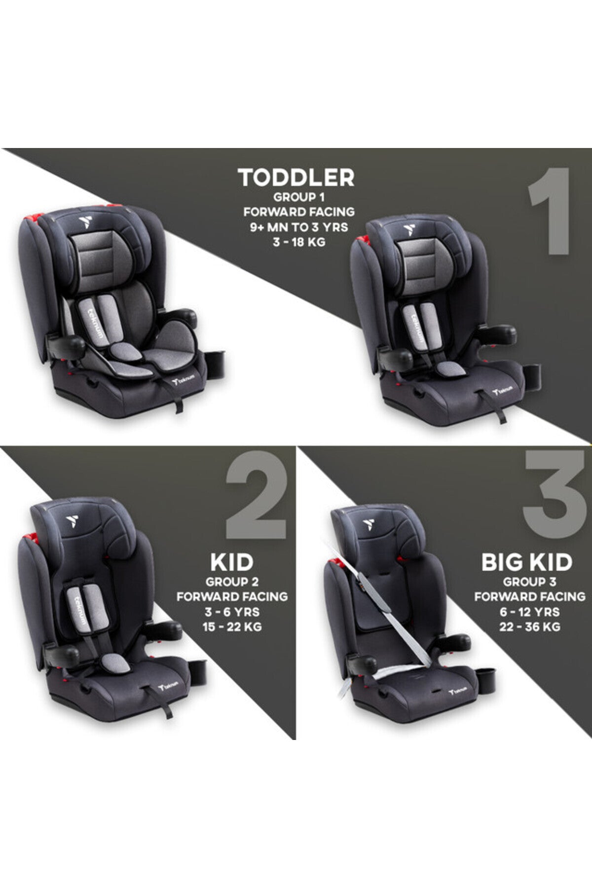 Teknum Pack and Go Foldable Car Seat Grey