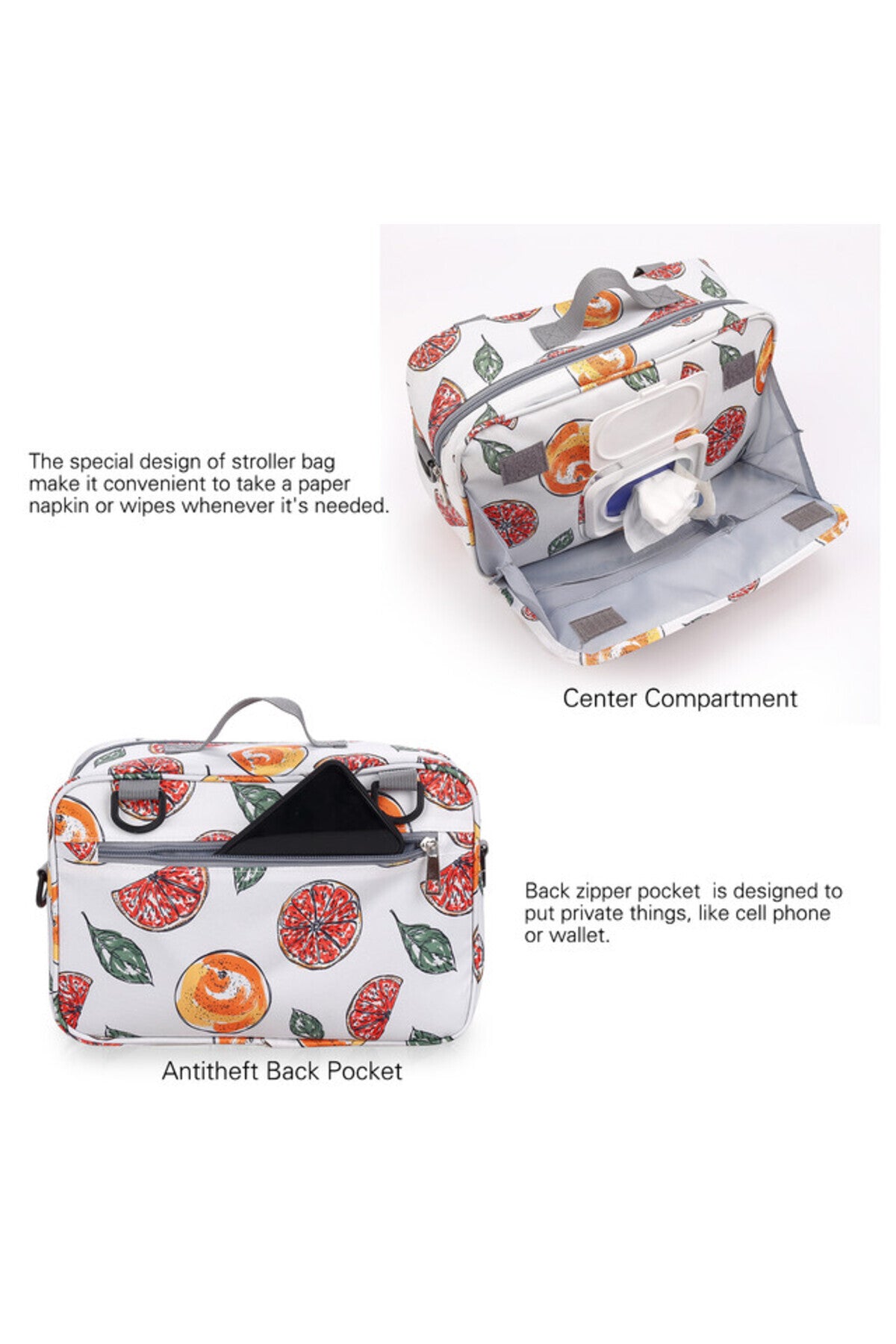 Little Story Baby Diaper Changing Clutch Kit-Fruity White