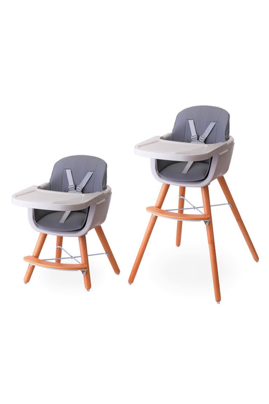 Teknum - Premium Dual Height Wooden High Chair - Grey