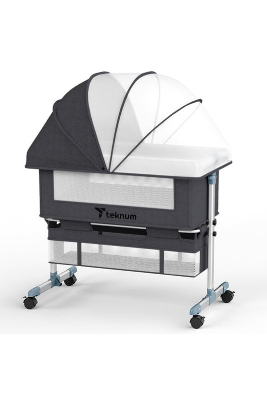 Teknum Moonlight Bedside Crib-Dark Grey