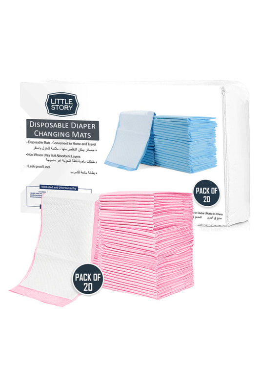 Little Story -Disposable Diaper Changing Mats - Pack of 20pcs - Pink