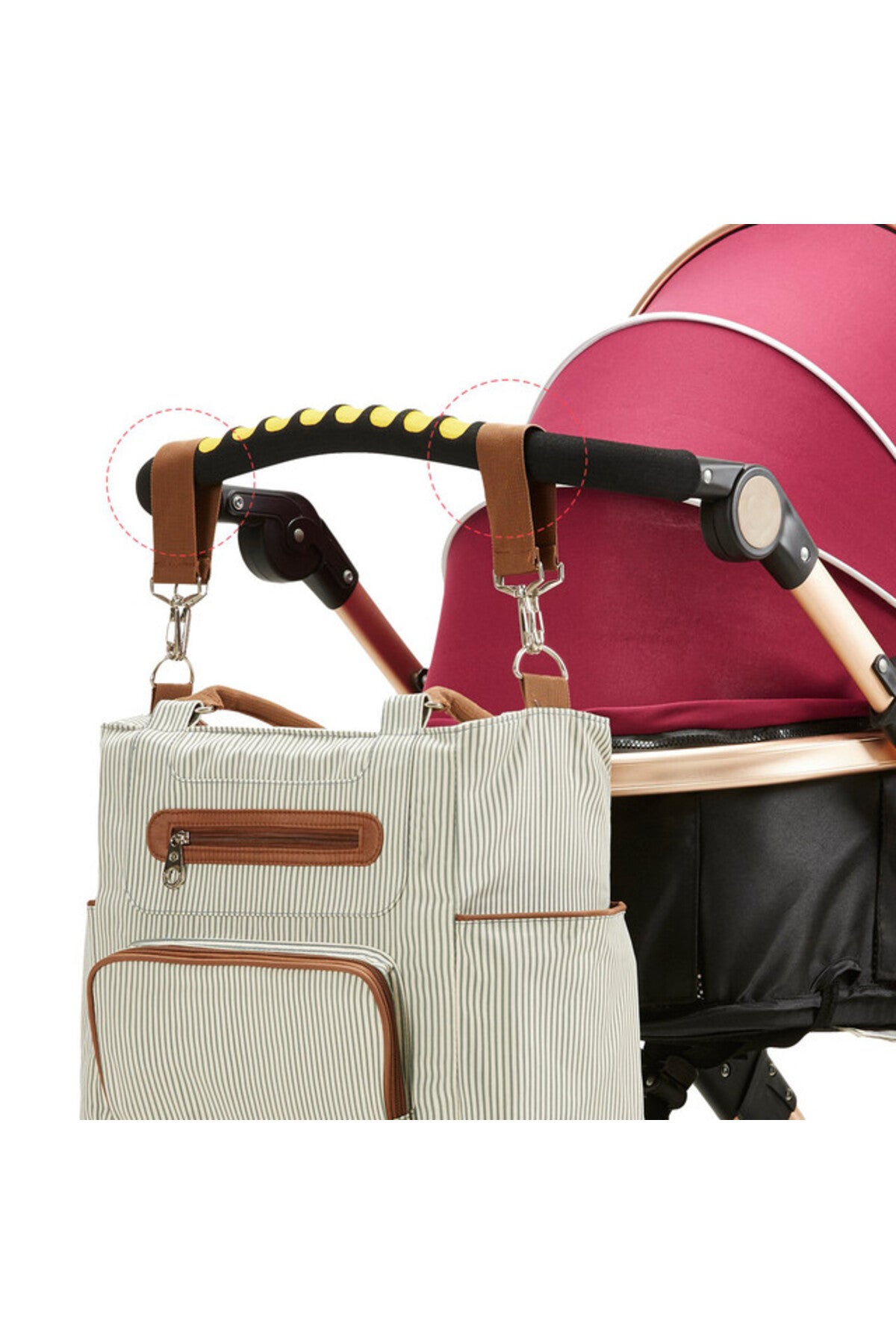 Little Story diaper bag set of 6 with hooks - Ivory