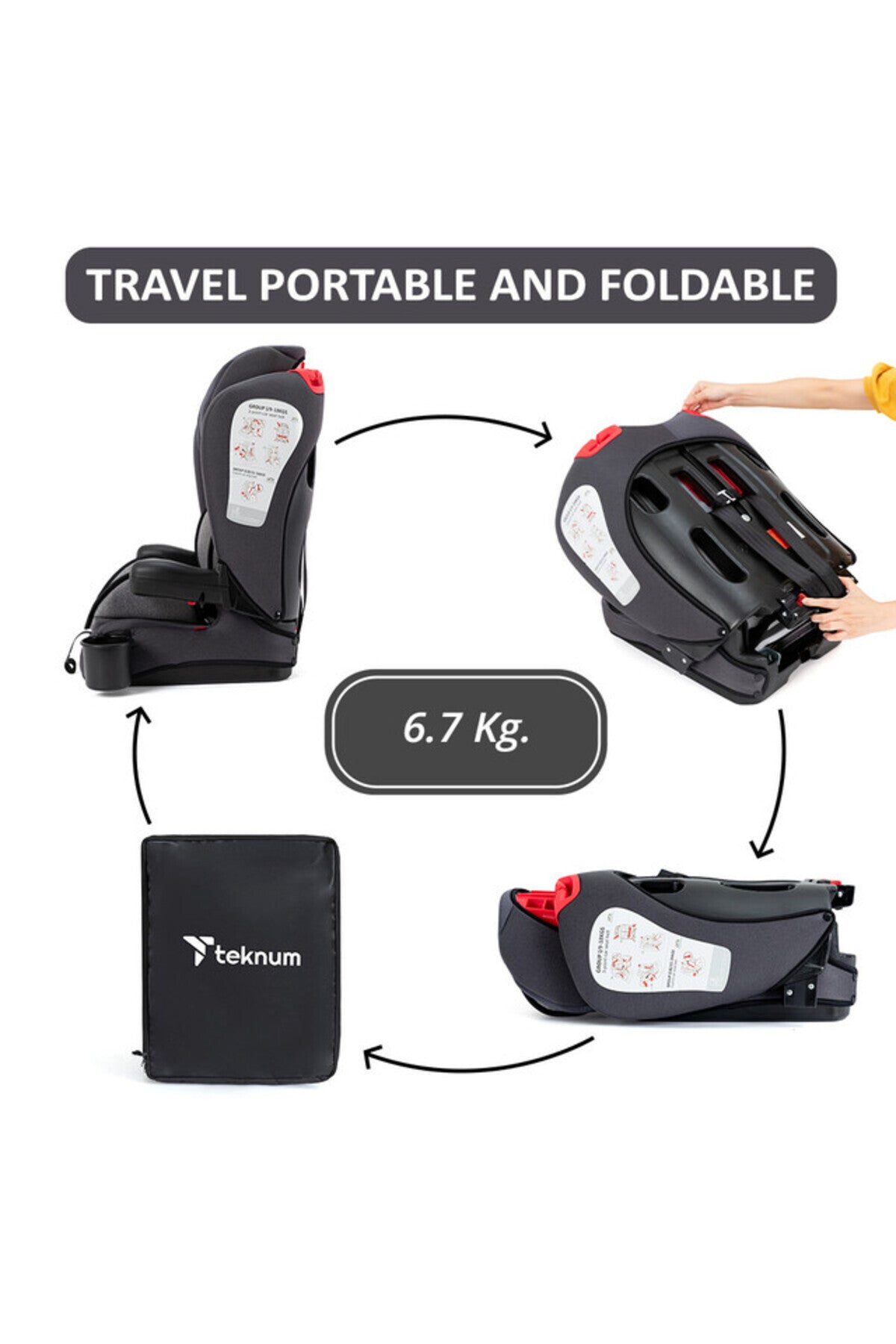 Teknum Pack and Go Foldable Car Seat Grey