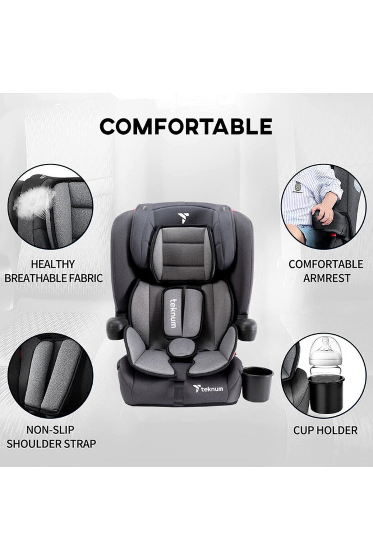Teknum Pack and Go Foldable Car Seat Grey