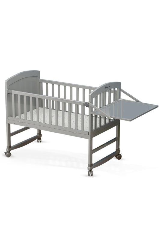 Teknum - 7 in 1 Convertible Kids Bed & Bedside Crib w / Mattress Mosquito net & Detachable Wheels(0 - 12yrs) - Grey