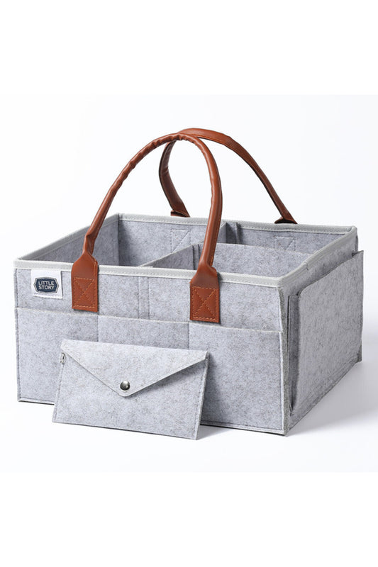 Little Story Diaper Caddy+Travel Pouch-Medium-Grey