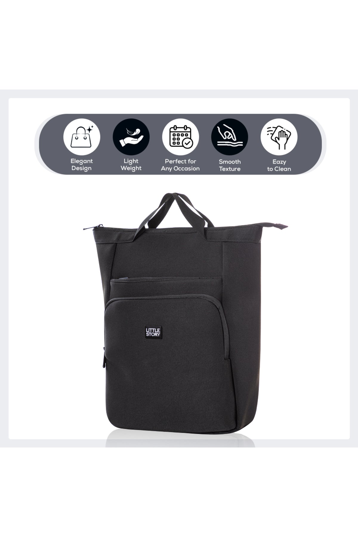 Little Story Mommy Diaper Bag w/ Changing Mat – Black