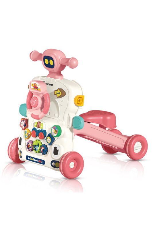 Teknum 5-IN-1 Baby Walker Learning Table Mode Game Panel Mode Scooter Mode Roller Coaster Mode with Musical keyboard - P
