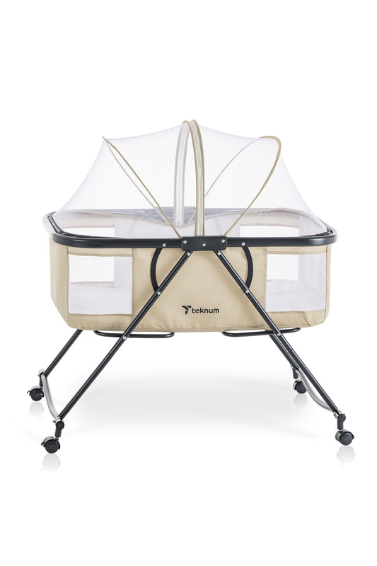 Teknum 3-IN-1 Baby Cot/Cradle w/ Mosquito net & Wheels ? Ivory