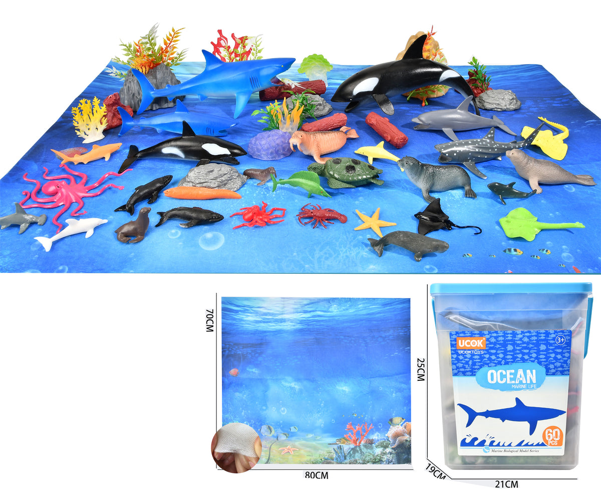 60 PIECE OCEAN WORLD SET (WITH NON-WOVEN MAP)