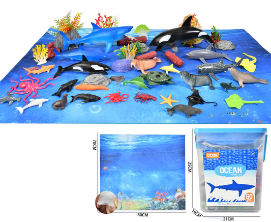 60 PIECE OCEAN WORLD SET (WITH NON-WOVEN MAP)