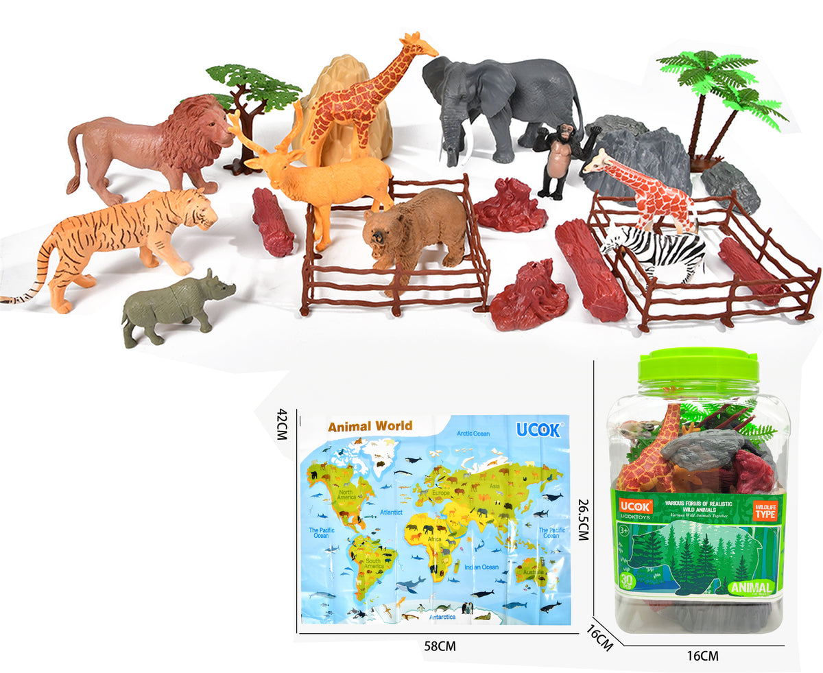30 PIECE SET OF WILD ANIMAL BARRELS