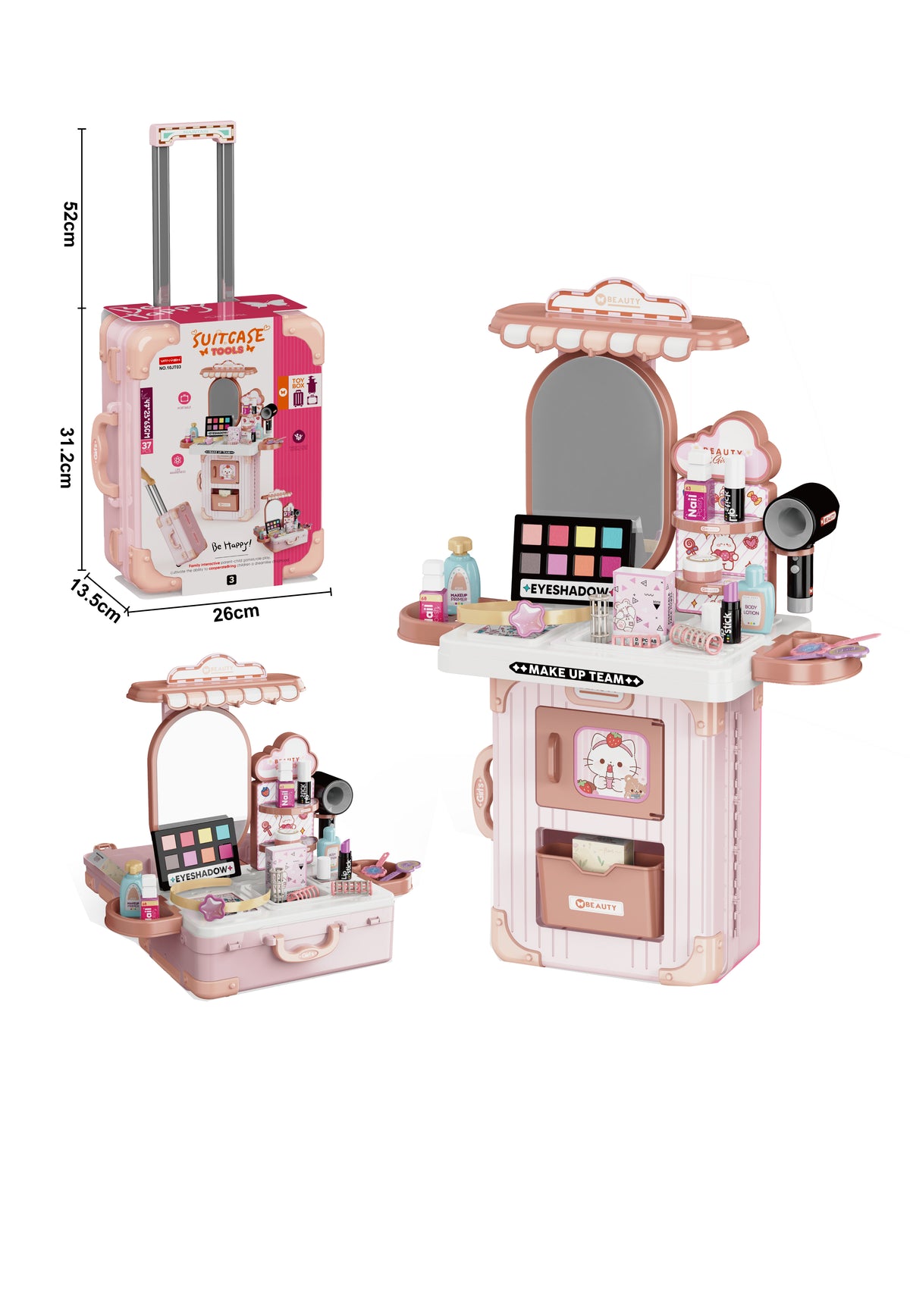 3-IN-1 MAKEUP TABLE SUITCASE SET